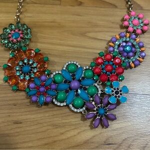 Colorful Floral Statement Necklace and Earrings Set